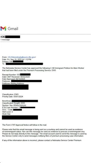 Premium Processing Email Receipt for EB-3 Visa!