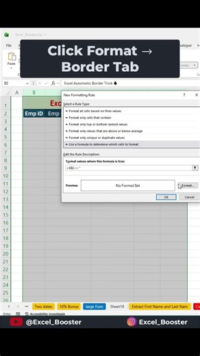 Excel Auto Border Trick 🔥 Apply Borders Automatically in Seconds! #excel
