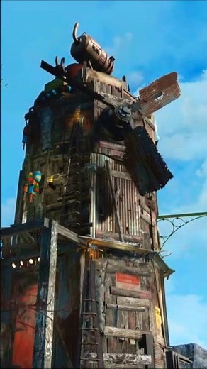 #Fallout4 No Mods Windmill at Zimonja Outpost #fallout4settlementbuilds
