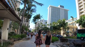 Shopping street in Honolulu popular with tourists for the luxury and expensive brands. Oahu. Hawaii
