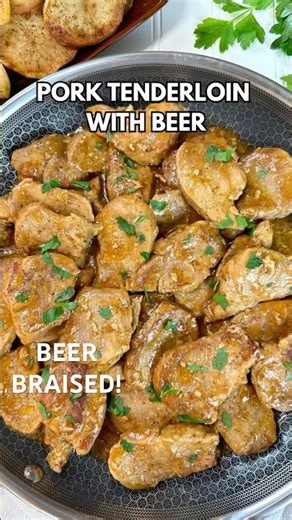 Easy One-Skillet Beer Braised Pork Tenderloin Recipe🍺