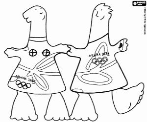 Mascots of Athens 2004 coloring page printable game