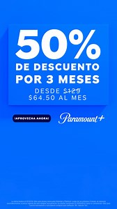 La oferta finaliza el 01/12/25. Sólo para planes mensuales Estándar y Premium. Luego de los primeros 3 meses, se renovará automáticamente al precio vigente del plan elegido (actualmente, los planes comienzan en $129.00/m) hasta su cancelación. Sólo para nuevos suscriptores y suscriptores antiguos que califiquen. 18 . Aplican TyC. | Paramount