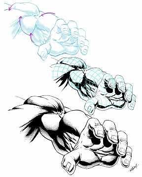 Drawing a Foreshortened Arm Pose - Comic Style Rendering #anatomyart #drawing #art #drawinglessons