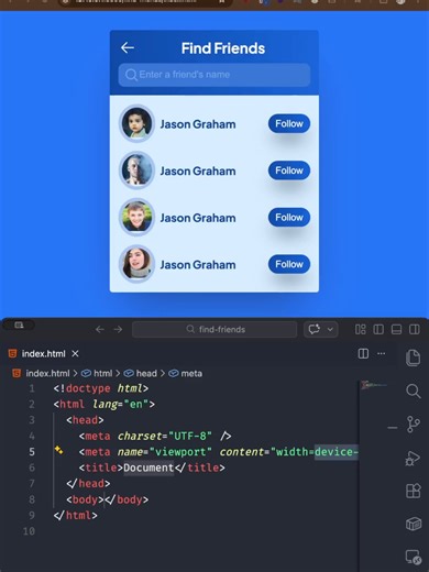 Find Friends HTML and CSS design by TechWithTwin #techwithtwin #javascript #webdevelopment #learnontiktok #htmlcsscode #htmlcss #html #website