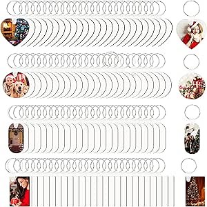 Guiqulai 300 Pcs Sublimation Keychain Blanks Bulk Double Side Heat Transfer Sublimation MDF Blank Set with Keychain Rings Jump Rings,Heat Transfer for DIY Crafts, 4 Style