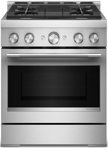 KitchenAid 4.1 Cu. Ft. Commercial-Style Gas Range with No Preheat Air Fry Mode 30-Inch Wide in Stainless Steel - KFGS930SSS