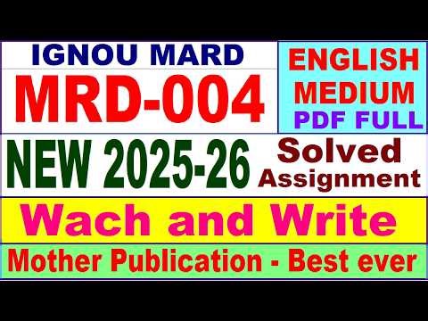 MRD 004 solved assignment 2025-26 in English || mrd 004 solved assignment 2026 || ignou mard mrd4