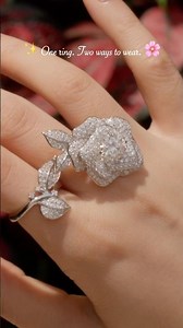 🌸A moissanite flower ring that blooms two ways—wear it closed or open for a bolder look🤍#bamoer