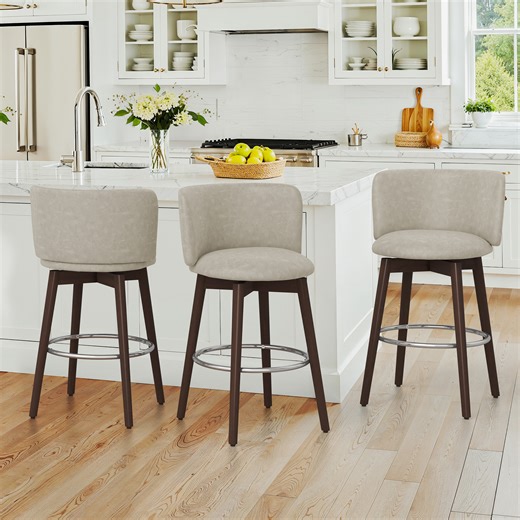 Red Barrel Studio® 26'' Swivel Upholstered Bar & Counter Stool - Leather | Wayfair