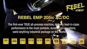 Rebel 205 AC/DC - the first-ever TRUE all-process machine that lets you TIG weld aluminium like a pro. It runs MIG, Flux-Cored, MMA, DC TIG & AC TIG without sacrificing performance. Get the full details here: https://www.esab.co.uk/gb/en/products/arc-welding-equipment/multi-process-equipment-cv-cc/rebel-emp-205ic-ac-dc.cfm | ESAB Europe