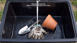 VINGLI 20-Gallon Utility Sink Laundry Tub for Washing Room, Freestanding Utility Sink with Stainless Steel Faucet, (Black, 32.3"W x 22.4" D x 49.6"H (Faucet included))