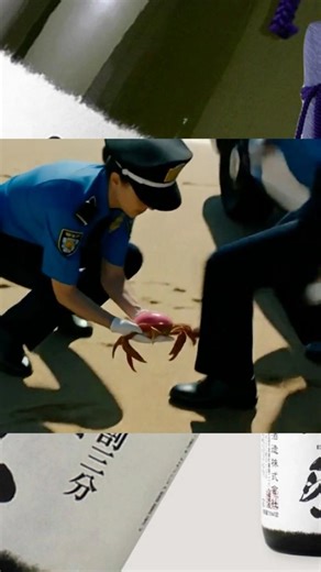 浜辺で捕まったカニさん。