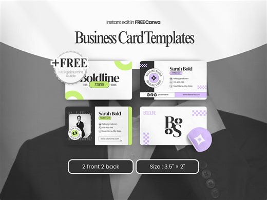 Canva Business Cards Template : Editable Modern Minimalist Business Card, Printable Professional Business Card, Digital Download BS - Etsy
