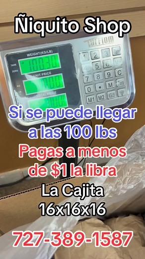 Niquito Shop Spring Hill on Instagram: "💥 ¡Aprovecha la súper promoción de la Cajita 16x16x16! 💥 $59.99 puedes llevarte tu cajita y llenarla hasta 100 libras de Comida, Aseo, Medicina y Miscelánea 😱📦 Mientras más la llenes… ¡menos pagas por libra! La opción favorita de nuestros clientes para enviar más por menos. 📍 Disponible en nuestras oficinas de Port Richey y Spring Hill ¡Ven hoy mismo y no dejes pasar esta oferta! 🚀✨"