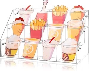 3 Tier Clear Acrylic Sticker Display Stand 12 Pockets Stamp Holder Organizer for 4'' Large Stickers Vendors Small Business Supplier Events, Trade Shows, Classroom