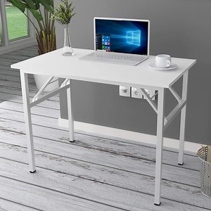 SOGES 39.4 inches Computer Desk for Small Space Small Folding Table, White