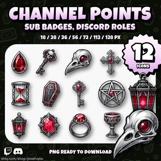 Vampire Gothic Channel Icons – Dark Fantasy Twitch Badges, Discord Roles, Occult PNG Set - Etsy