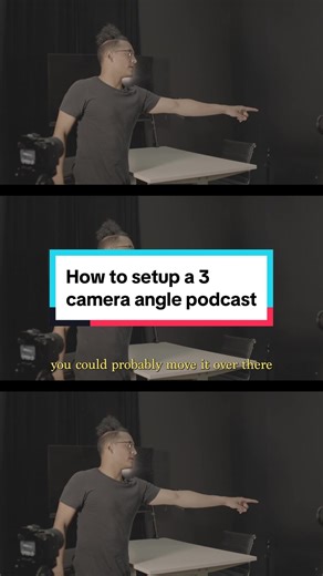 Behind the scenes of a 3 camera angle podcast setup 🎥 🎤 When setting up multiple cameras for a podcast, attention to detail is super important because the smallest distraction can make it look unprofessional and take the viewer away from the video. In this video, we needed to make sure the angle pointing at the host was not showing any of the TV, which already had a glare on it because of the lighting setup.