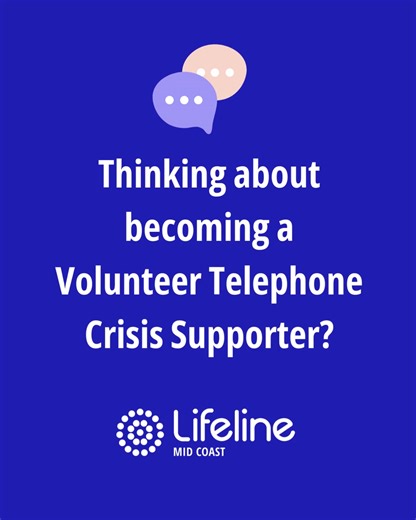 Thinking about becoming a Lifeline Volunteer Telephone Crisis Supporter? Let’s bust the biggest myths. 👇 You don’t need all the answers. You don’t need to be a mental‑health expert. You won’t be doing it alone. What you do need is a willingness to listen, learn, and be present. Because connection saves lives — and anyone can learn how to offer it. 💙 Register today - https://lifelinemidcoast.org.au/volunteer-training #Lifeline #JoinTheTeam #CrisisSupport #volunteering #LifelineMidCoast | Lifeli