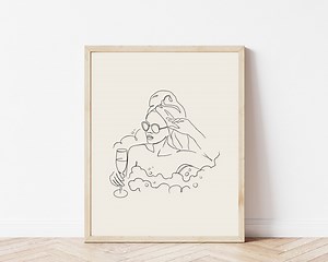 Bathroom Line Art | Neutral Wall Art | Woman in Bathtub | Minimal One Line Print | Single Line Drawing | Bathroom Wall Art | Neutral Art - Etsy UK