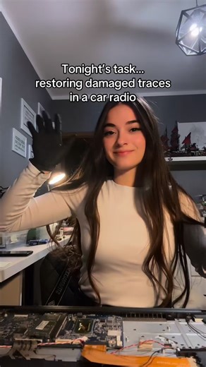 Where creativity meets engineering on Instagram: "Repairing damaged PCB traces in a car radio. Precision work under the microscope, thin repair wires, and a bit of patience bring the electronics back to life. Contact: 💌 Repairs: kontakt@onimorin.com 📧 Business / collabs: onimorin@proton.me 🌐 onimorin.com #engineer #reels #tech #technology #electronics"