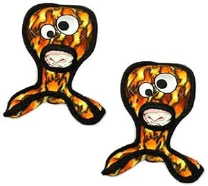 TUFFY® - World's Tuffest Soft Dog Toy - Alien - Multiple Layers. Made Durable, Strong & Tough. Interactive Play (Tug, Toss & Fetch). Machine Washable & Floats. (G3 Fire, Large 2 Pack)