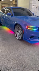 Outrageous Blue Hellcat with the werks🎨💦💦💦 -Custom paint🧪 -Widebody kit -Caliper paint -24” Big Cap @forgiato wheels -Rgb headlights -Underglow • #pccustomizing #hellcat #charger #dodge #widebodycharger #forgiato #wet✅ | Ernesto Silva