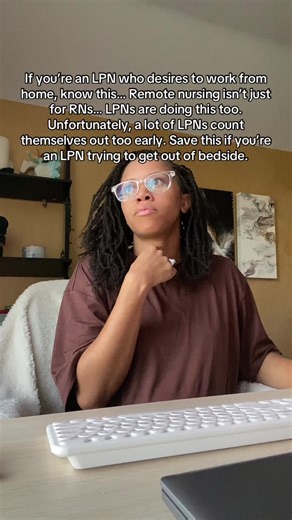 I graduated nursing school in 2014 and I’ve been working from home as an LPN since 2015. It’s been such a blessing for me and my family. but I know a lot of LPNs don’t know that this is an option for them too. So if you’ve feeling overworked or burnt out at the bedside and wanting to change, you should definitely look into remote nursing. I have resources on my page and a step-by-step guide in my bio.