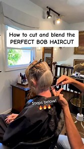 1. Initial Cut Under Occipital Bone: Begin working underneath the occipital bone at the back of the neck. Keep the hair elevation at 0° for a clean, sharp line. Ask the client to lean their head forward, chin towards their chest, for the most accurate angle. 2. Above the Occipital Bone: Move to the section directly above the occipital bone. Make sure the client’s head is in an upright position. Hold this section of hair at one finger’s depth for precision. 3. Blow Dry: Proceed to blow dry the ha