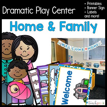 Home & Family Dramatic Play Center House Keeping Printables, Labels, & Signs