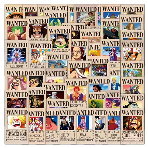 One Piece Wanted Sticker Pack – Random Selection – Choose From 10, 30, 50 or 100 Stickers - Etsy