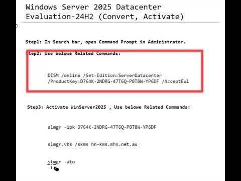 Windows Server 2025 Datacenter Evaluation-24H2 (Convert, Acti