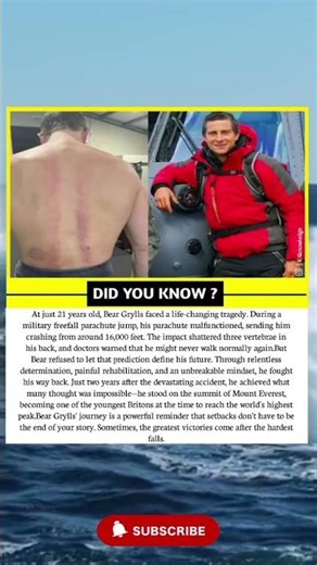 Bear Grylls Was Told He'd Never Walk Again—2 Years Later He Conquered Mount Everest! 🏔️
