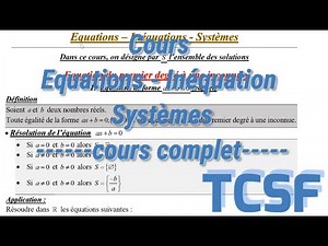 Cours : équations, inéquations et systèmes - cours complet avec exemples et exercices d'application