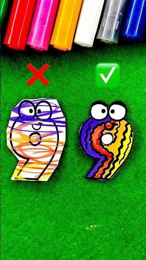 Messy vs Clean Number 9 Coloring & Cutting | Satisfying Paper Craft