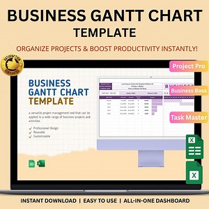 Business Gantt Chart Template Excel & Google Sheets | Project Planner, Timeline and Task Manager - Etsy