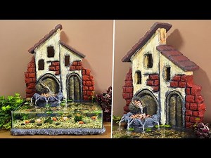 Amazing ideas! DIY fish tank with ancient wall from the styrofoam sheet