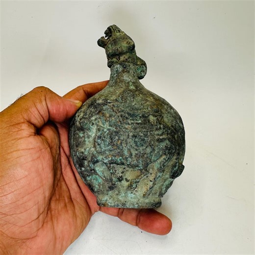 Ancient Greek Bronze Ware Shang Dynasty Lion Drinking Vessel Lid Flat Bottle - Etsy