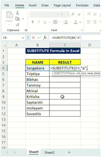 Substitute formula in Excel ❤️ #excel #shorts #viral
