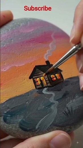Beautiful Sunset Stone Painting 🎨 | Easy Rock Art Tutorial | Satisfying DIY
