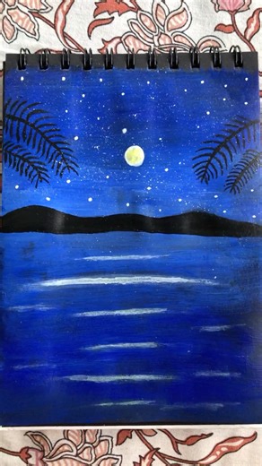 Blue sky painting #painting #paintingonblackpaper