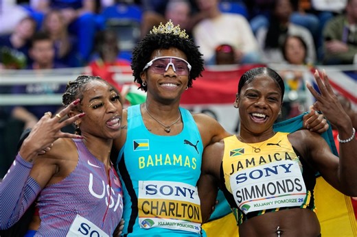 Devynne Charlton matches her own world record of 7.65 in 60-meter hurdles at World Indoors