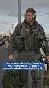 41K views · 1.6K reactions | : Royal Australian Air Force Wing Commander Adrian “Kenny” Kiely prepares for a sortie with an F-35A Lightning II aircraft during Red Flag 24-1 at Nellis Air Force Base, Nevada. #F35Unites | F-35 Lightning II Joint Program Office | Facebook