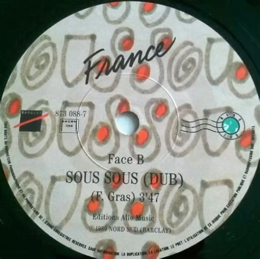 High Class Selection on Instagram: "France – Sous Sous Sello: Barclay – 873 088-7, Nord Sud – 873 088-7 Formato: Vinilo, 7”, 45 RPM, Single País: France Publicado: 1989"