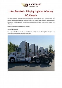 Lotus Terminals: Shipping Logistics in Surrey, BC, Canada - SlideServe