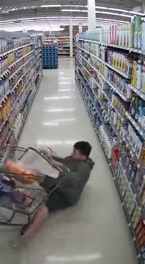 Big Accident in the Supermarket! Shopping Cart Crashes Into Shelves 😱