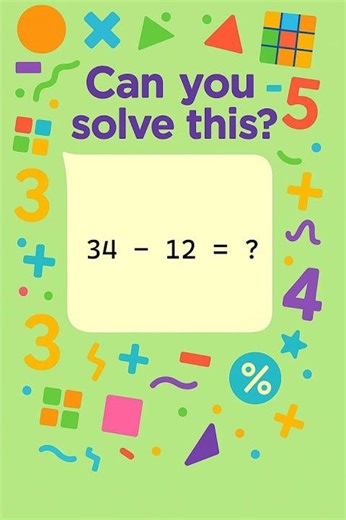 Fun Subtraction Puzzle for Kids! 34 - 12 = ?