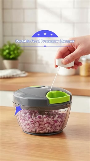 Manual Food Processor Vegetable Chopper, Portable Hand Pull String Garlic Mincer Onion Cutter for Veggies, Ginger, Fruits, Nuts, Herbs, etc., 500ml, Grey #gadgetskitchen #blenders #homeappliancesgadget #cookinggadgets #kitchengadgetfinds #multifunctionvegetablecutter #homekitchen #foodpreparation #multifunctionalpeeler #2in1peelerandcorer