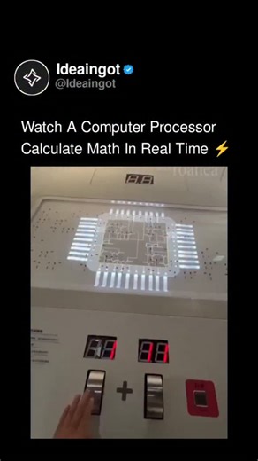 Tech & Business | Technology News on Instagram: "Most people have never seen how a computer actually thinks. ​This interactive exhibit takes the microscopic process inside a CPU and blows it up to a massive scale. By moving the physical sliders, you control the data input, which the machine instantly translates into binary signals of zeros and ones. ​The light paths then trace the electricity moving through specific logic gates to perform the calculation. It effectively deconstructs the mystery 